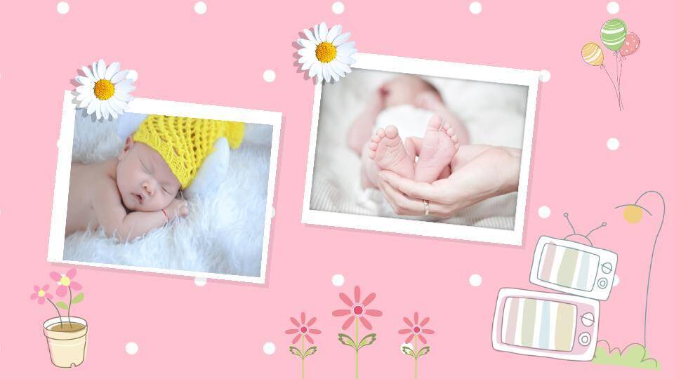 宝宝满月宴动态相册PPT模板5