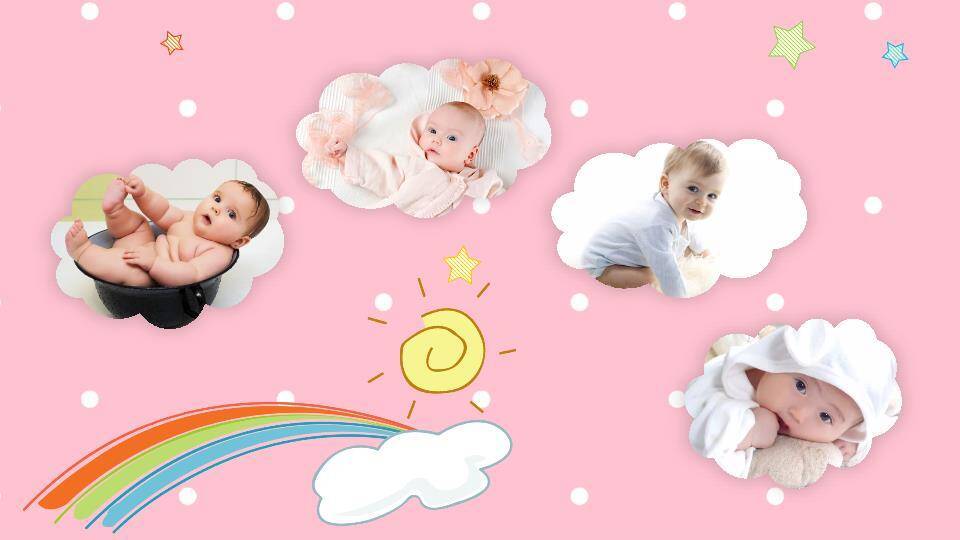 宝宝满月宴动态相册PPT模板7