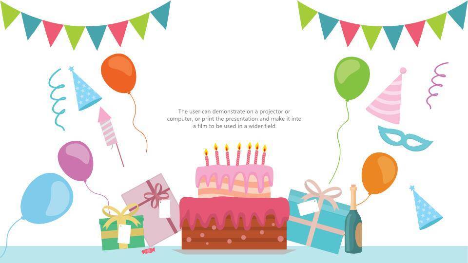 扁平化图文排版生日PPT模板0