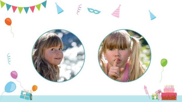 扁平化图文排版生日PPT模板1