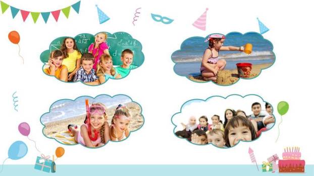 扁平化图文排版生日PPT模板3