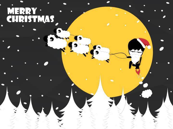 JI-00010扁平化喜庆圣诞节PPT模板0