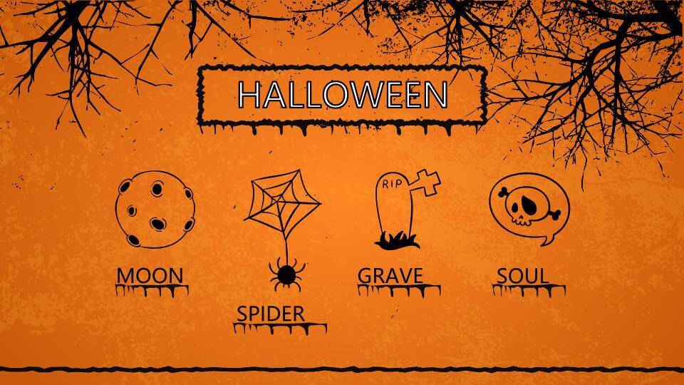 JI-000108黑黄搭配万圣节快乐PPT模板1