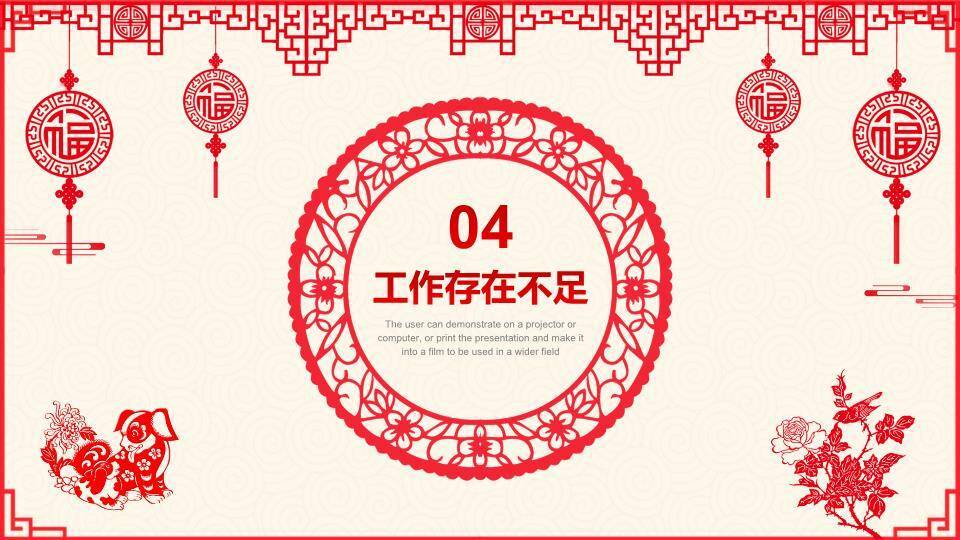 JI-000113红色喜庆剪纸风狗年PPT模板9