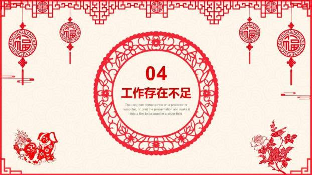 JI-000113红色喜庆剪纸风狗年PPT模板9
