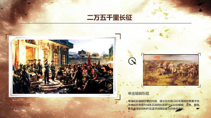 JI-000129回顾硝烟岁月建军节PPT模板7