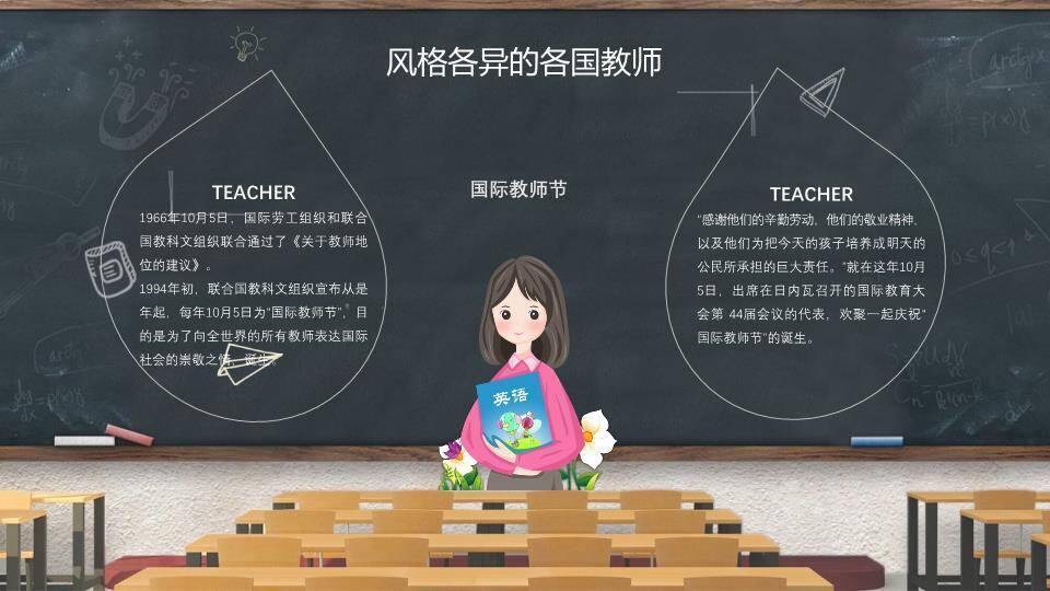 JI-000140教室黑板教师节PPT模板9