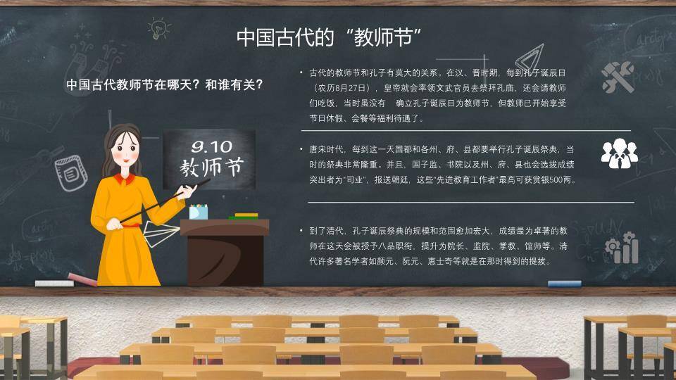JI-000140教室黑板教师节PPT模板5