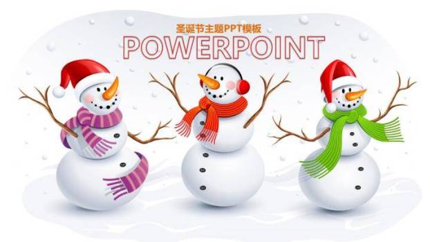 JI-000191可爱雪人圣诞节PPT模板0