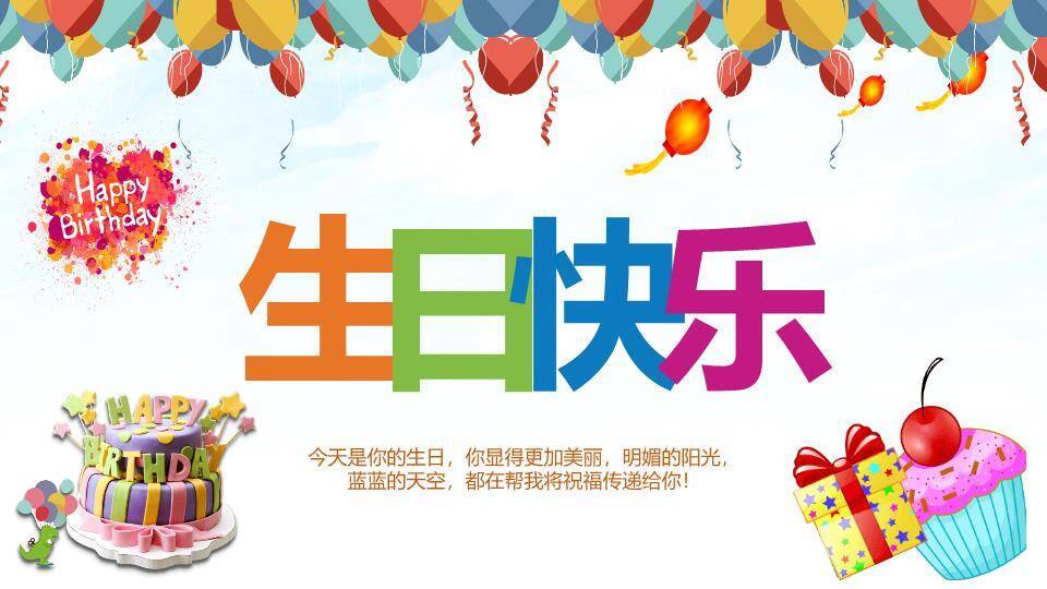 JI-000305五彩缤纷生日快乐PPT模板0