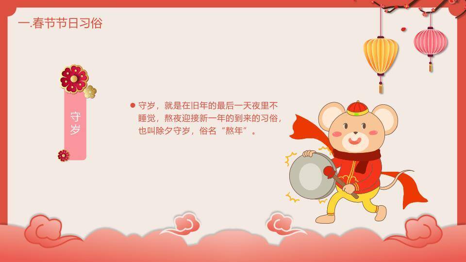 JI-000311喜庆灯笼春节习俗介绍PPT模板8