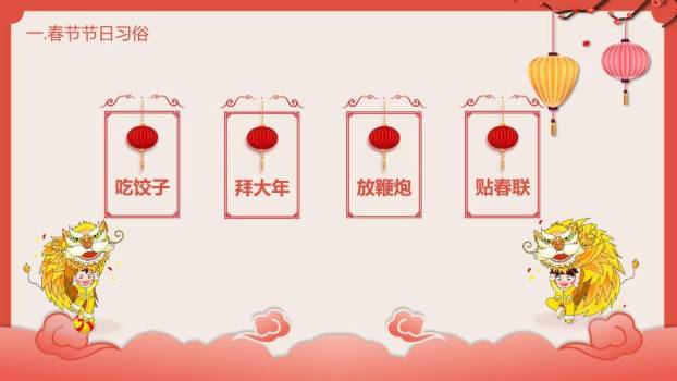 JI-000311喜庆灯笼春节习俗介绍PPT模板2