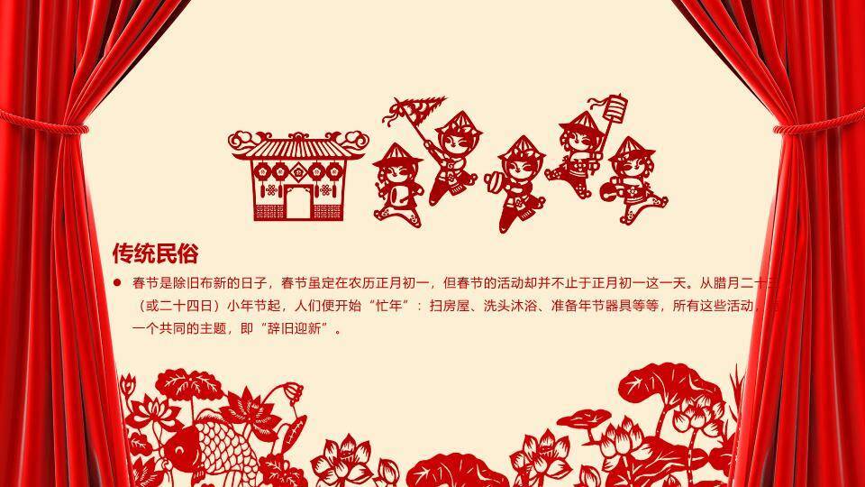 JI-000314喜庆红色帷幕春节PPT模板1