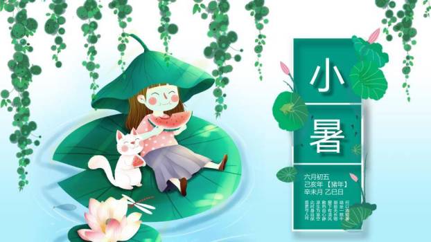 小暑插画风PPT模板0