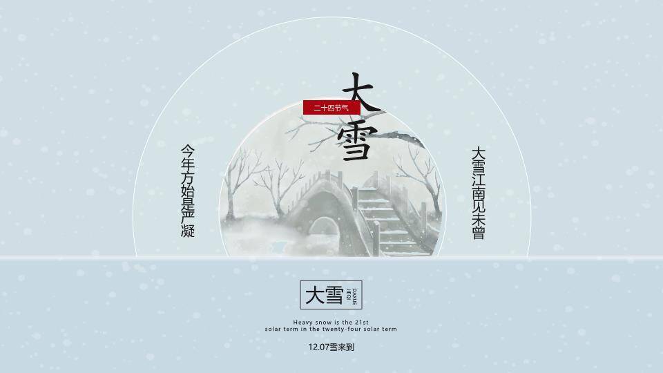 大雪节气雪落江南PPT模板0