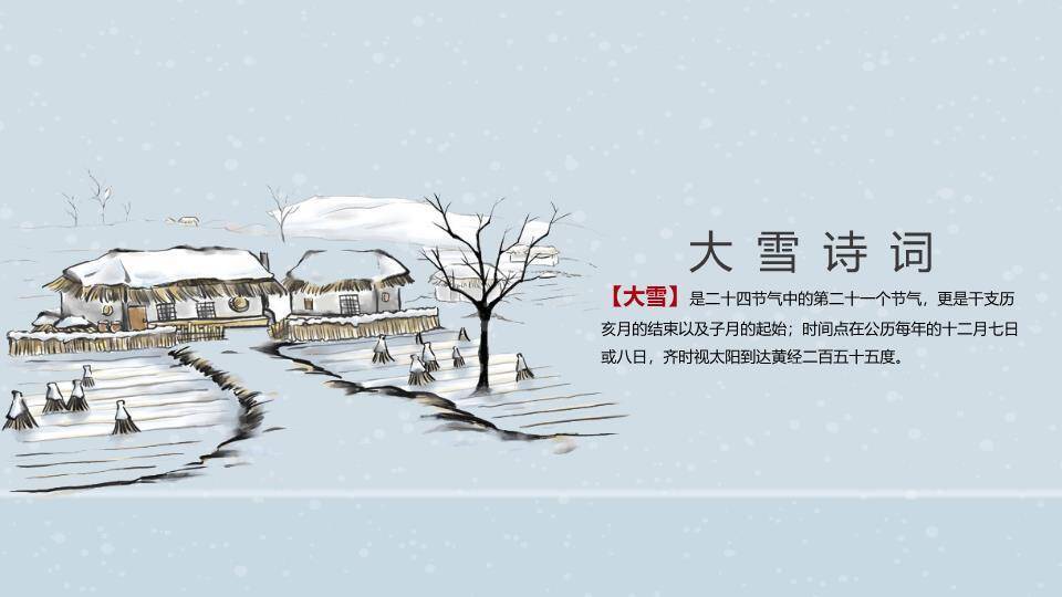 大雪节气雪落江南PPT模板3