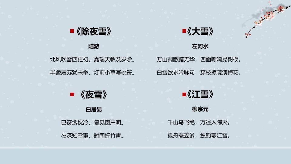 大雪节气雪落江南PPT模板4
