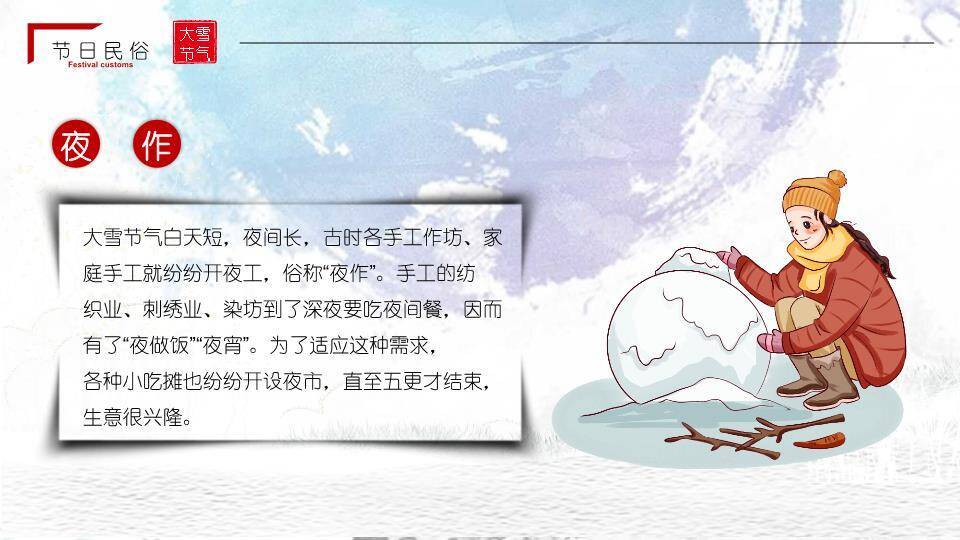 大雪节气夜深听雪PPT模板7