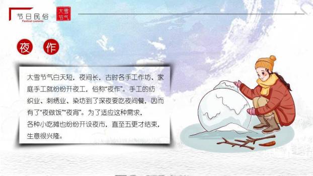 大雪节气夜深听雪PPT模板7