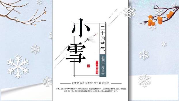 小雪节气初雪轻舞PPT模板0
