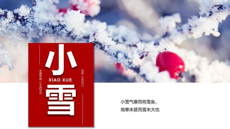 小雪节气寒冬初至PPT模板0