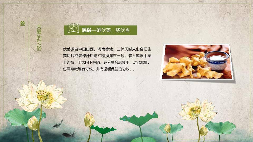 大暑节气古韵清雅PPT模板5