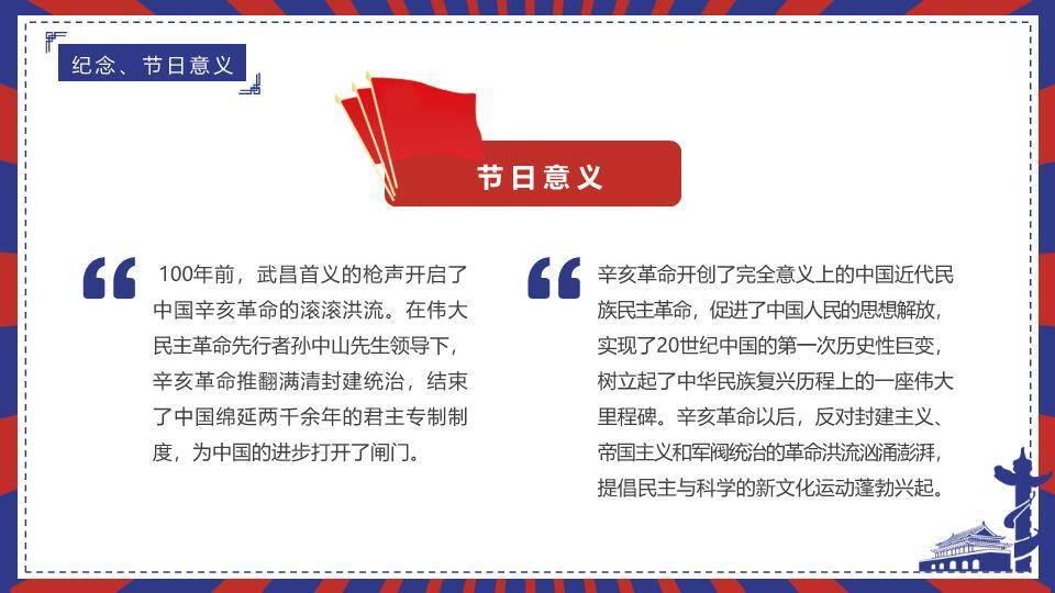 辛亥革命纪念日红色传承PPT模板7