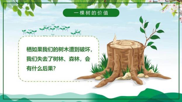 植树节主题班会绿色希望PPT模板7