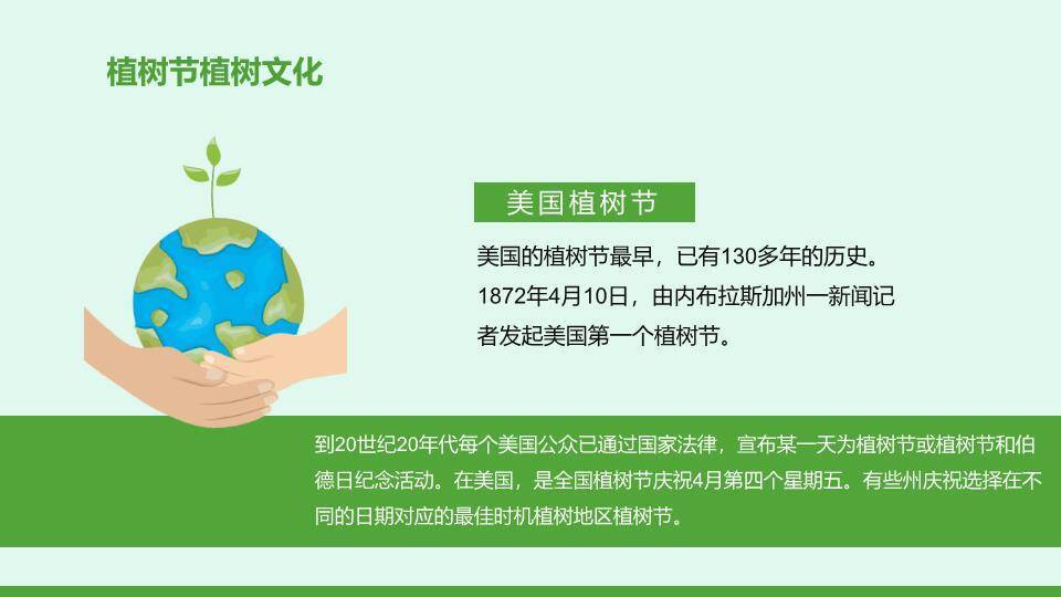 植树节节日介绍绿色家园PPT模板1