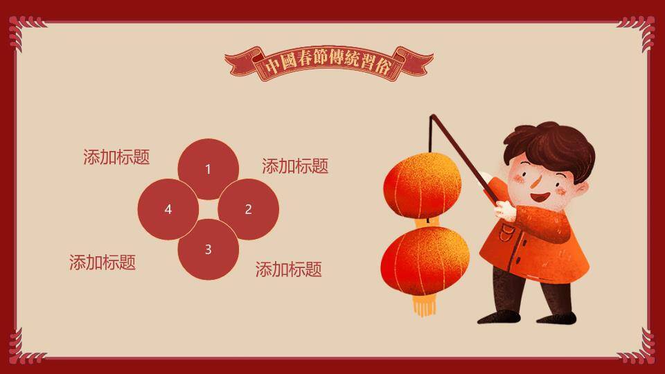 中国春节传统习俗PPT模板4