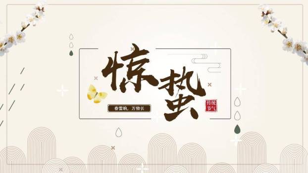 大寒节气窗格雅韵PPT模板0