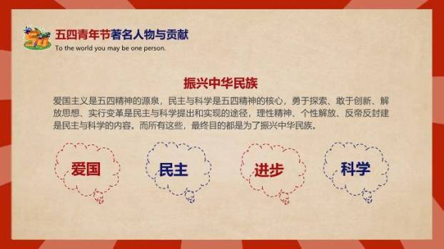 五四青年节青春奋进PPT模板1