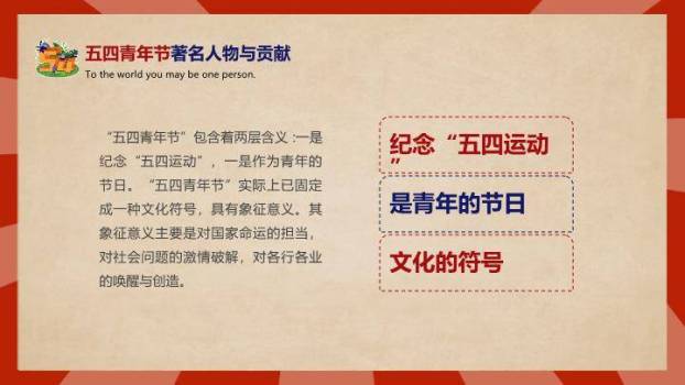 五四青年节青春奋进PPT模板2