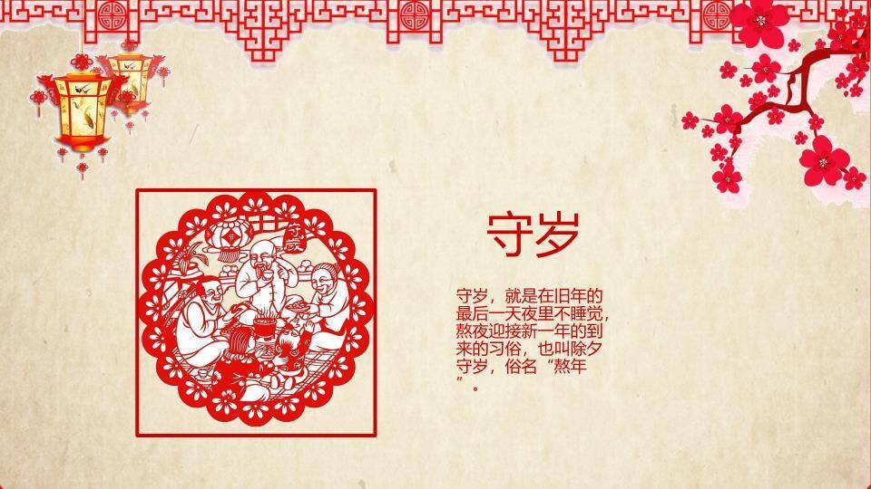 春节习俗剪纸迎春PPT模板8