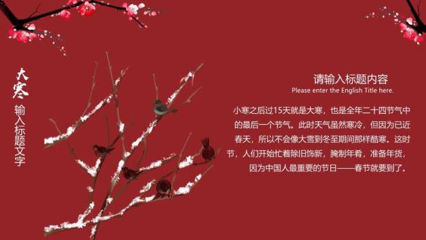 大寒节气梅影飞鸟PPT模板6