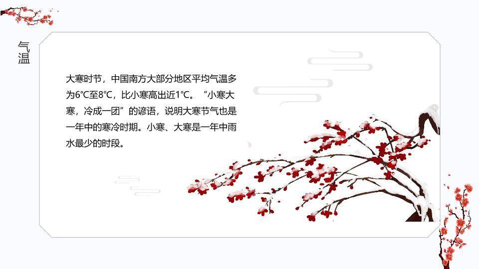 大寒节气红日樱花PPT模板1