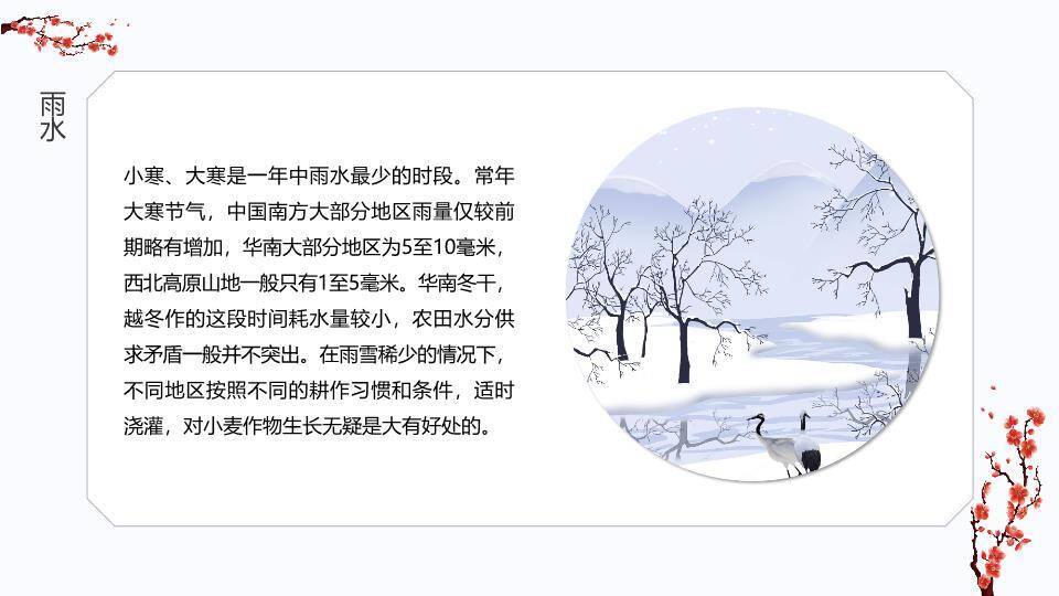 大寒节气红日樱花PPT模板2