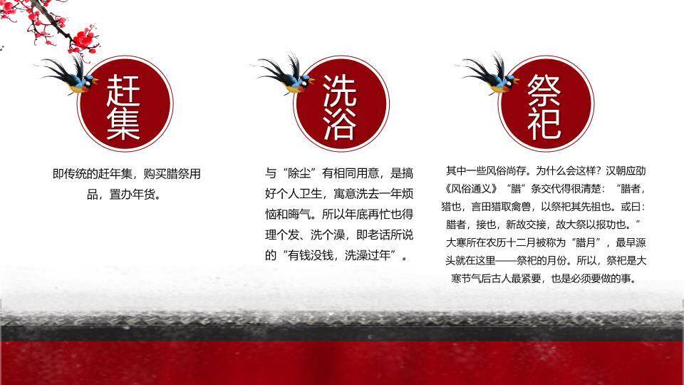 大寒节气墨梅飞鸟PPT模板7