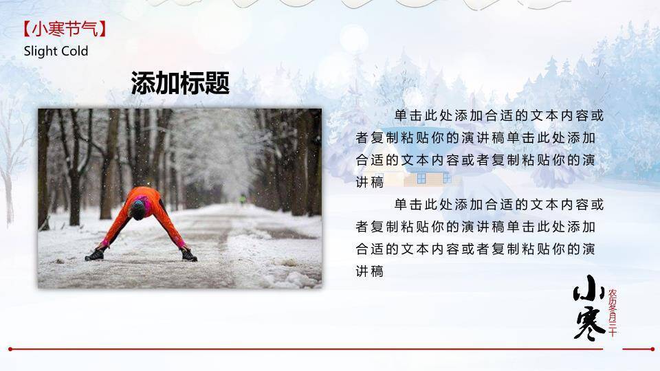 小寒节气冬日雪景PPT模板8