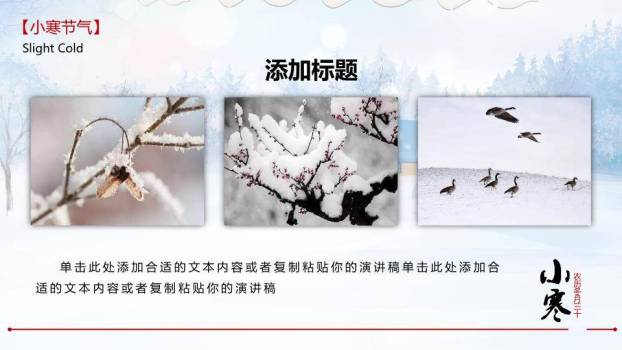 小寒节气冬日雪景PPT模板1