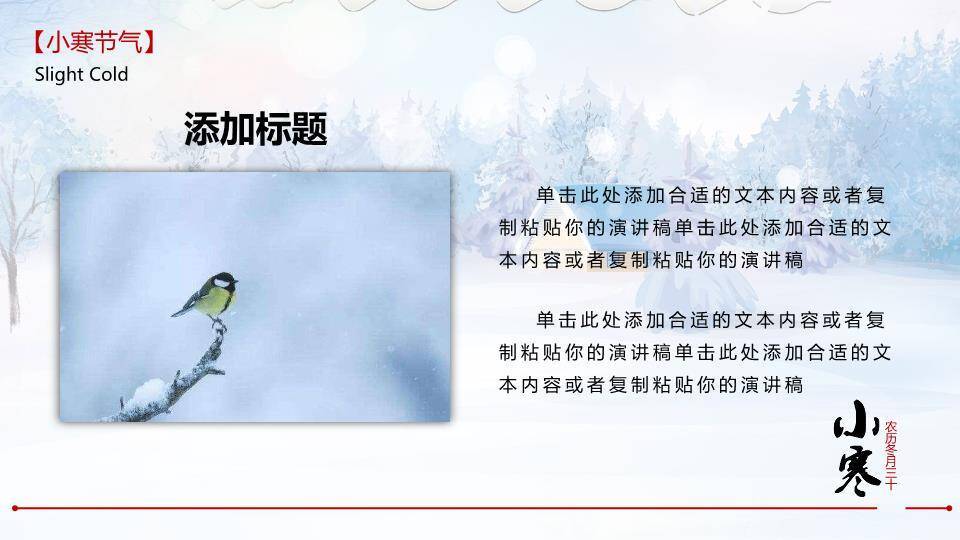 小寒节气冬日雪景PPT模板2