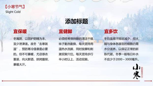 小寒节气冬日雪景PPT模板5