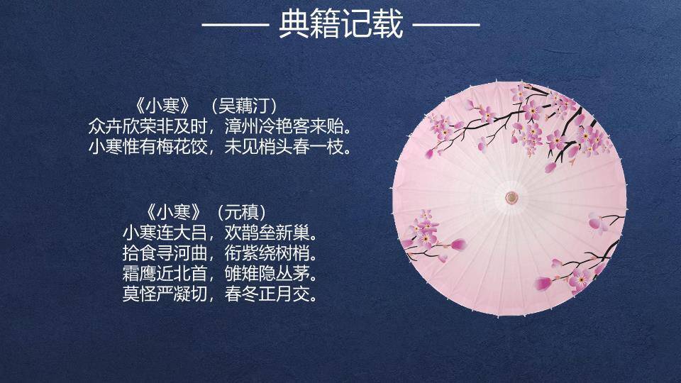 小寒节气夜雪梅花PPT模板7