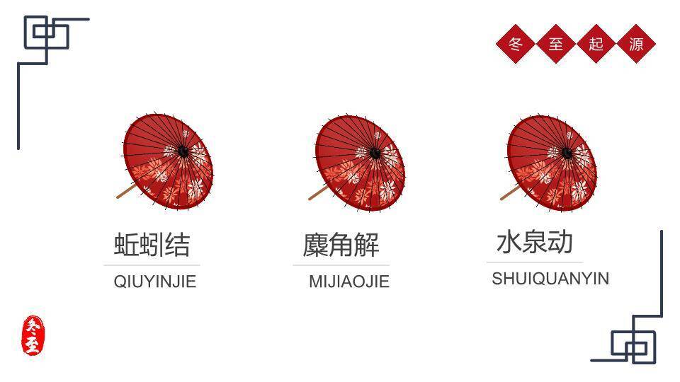 冬至卷轴梅花PPT模板2