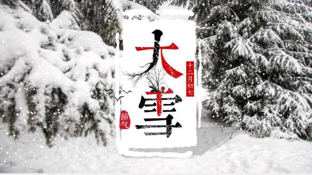大雪节气雪林墨韵PPT模板0