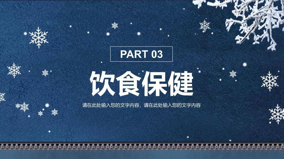 小雪节气深蓝雅韵PPT模板3
