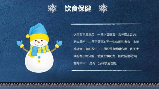 小雪节气深蓝雅韵PPT模板6