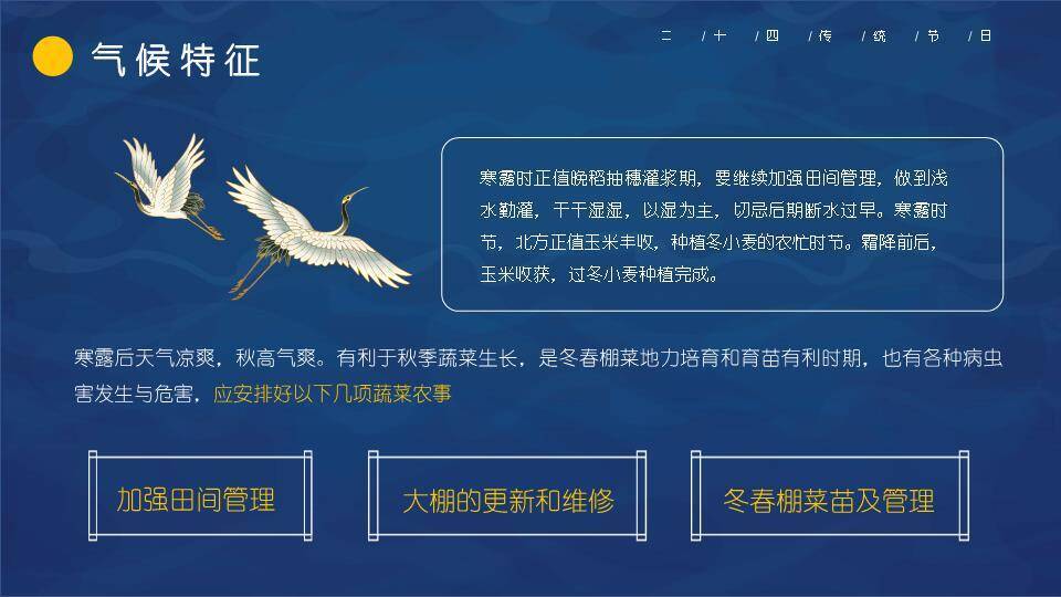 寒露节气仙鹤秋韵PPT模板1