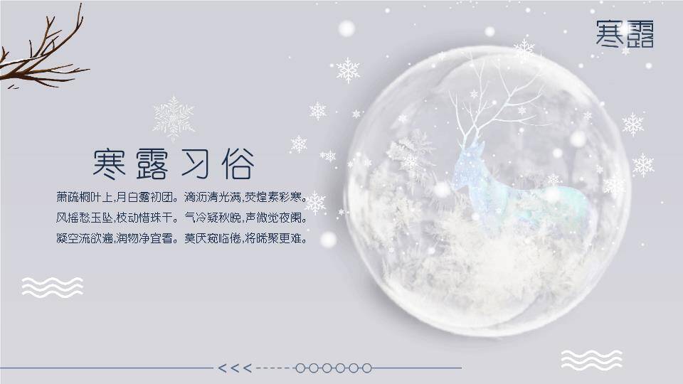 寒露节气雪中鹿影PPT模板3