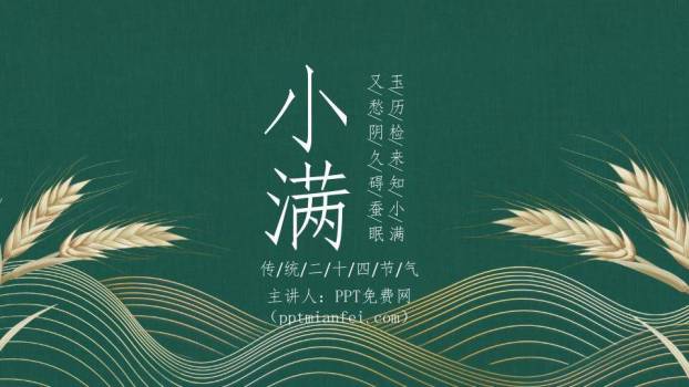 小满节气麦穗雅韵PPT模板0
